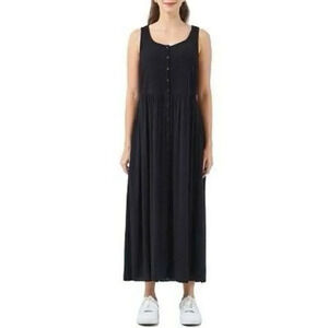Frye Ladies Button Front Midi Dress Size Large Women’s In Black Sleeveless